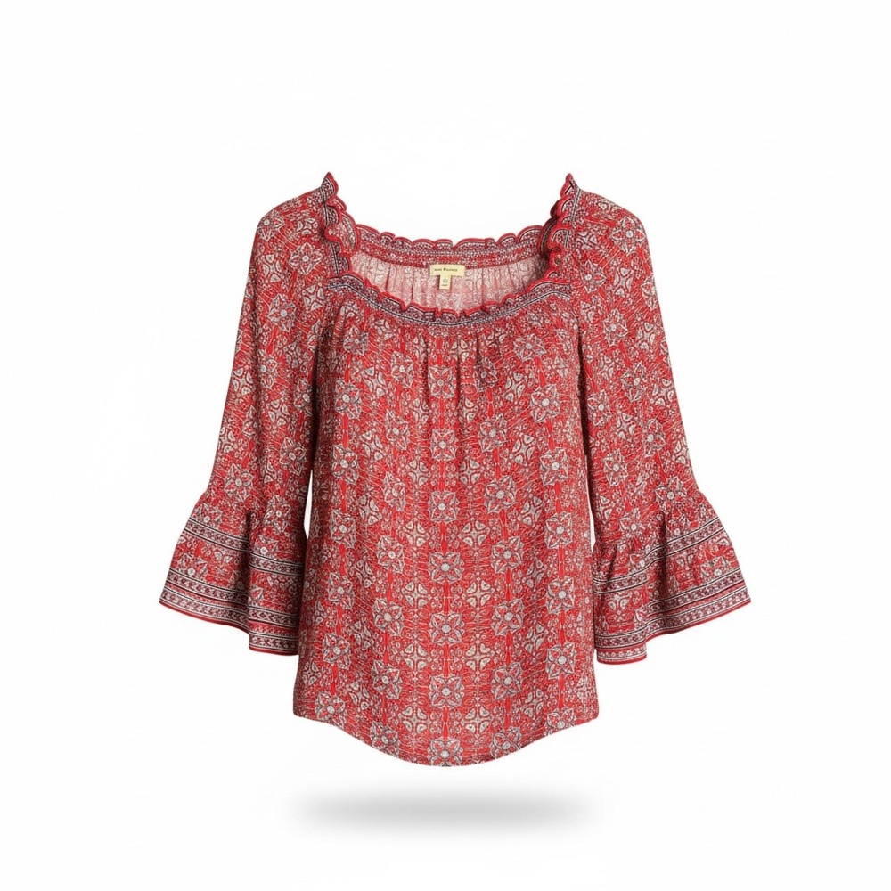 Max Studio Red Patterned Blouse
